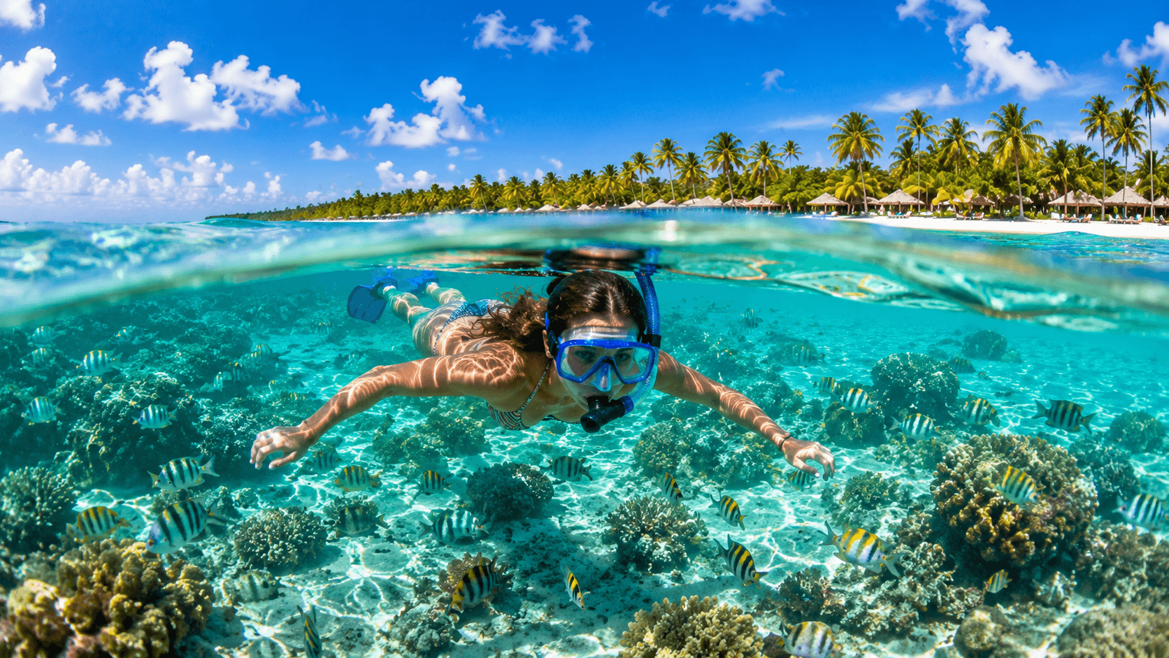 Snorkeling in crystal clear waters in Punta Cana