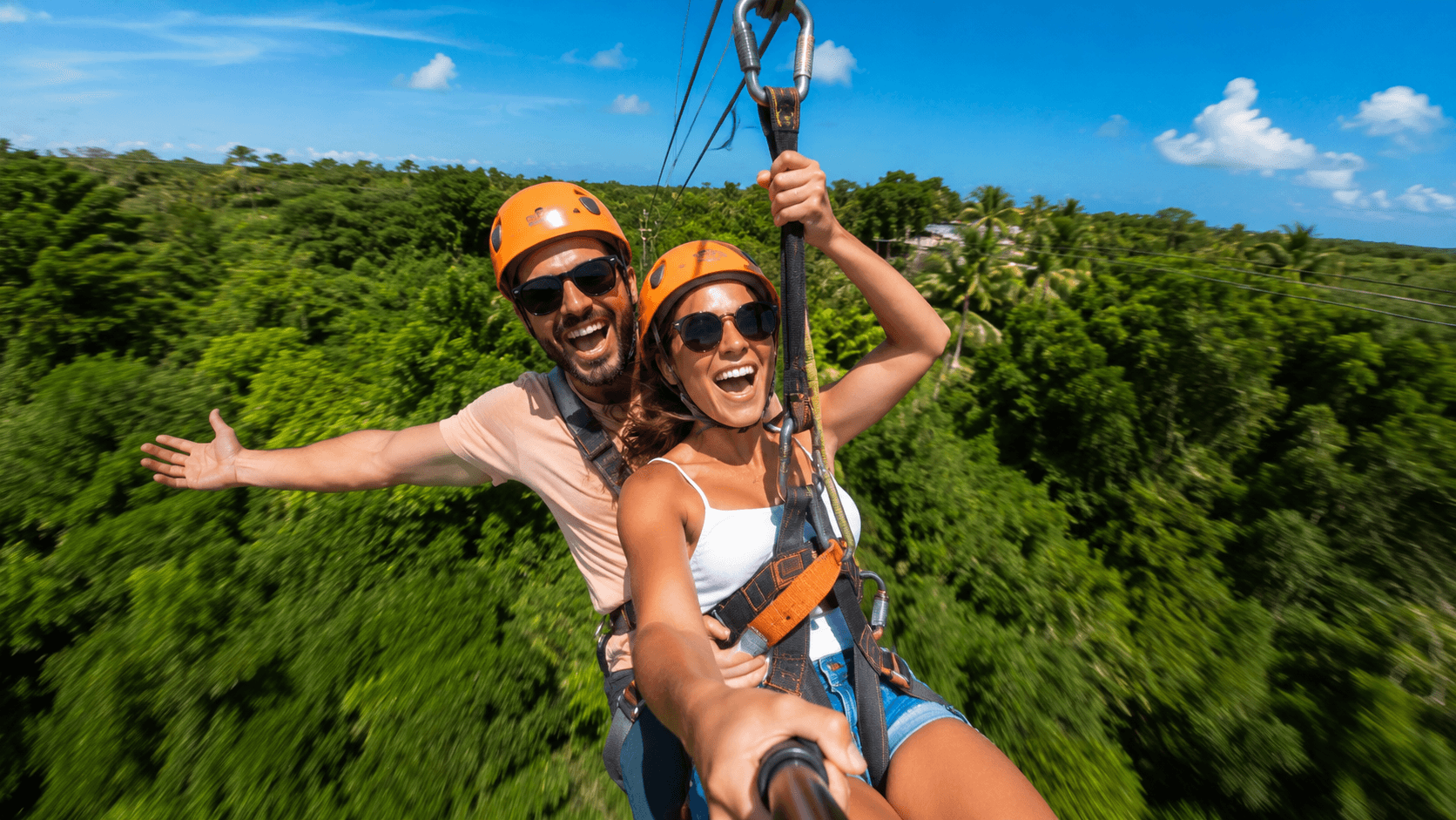 Couple enjoying adventure excursions in Punta Cana