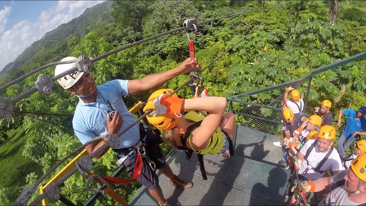 Zip lining adventure above Anamuya Mountains jungle